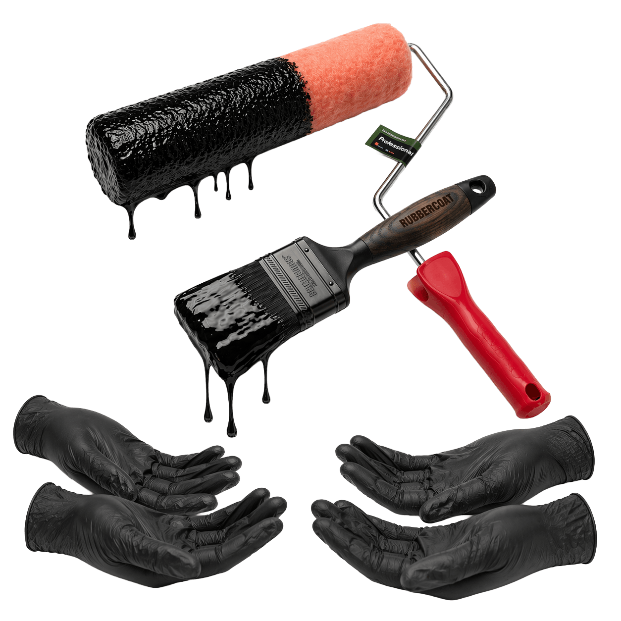 Brush, Roller and Nitrile Gloves Application Kit